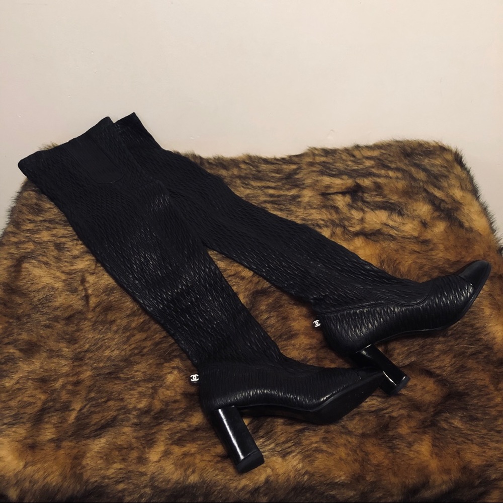 Chanel Quilted Over-The-Knee Boots